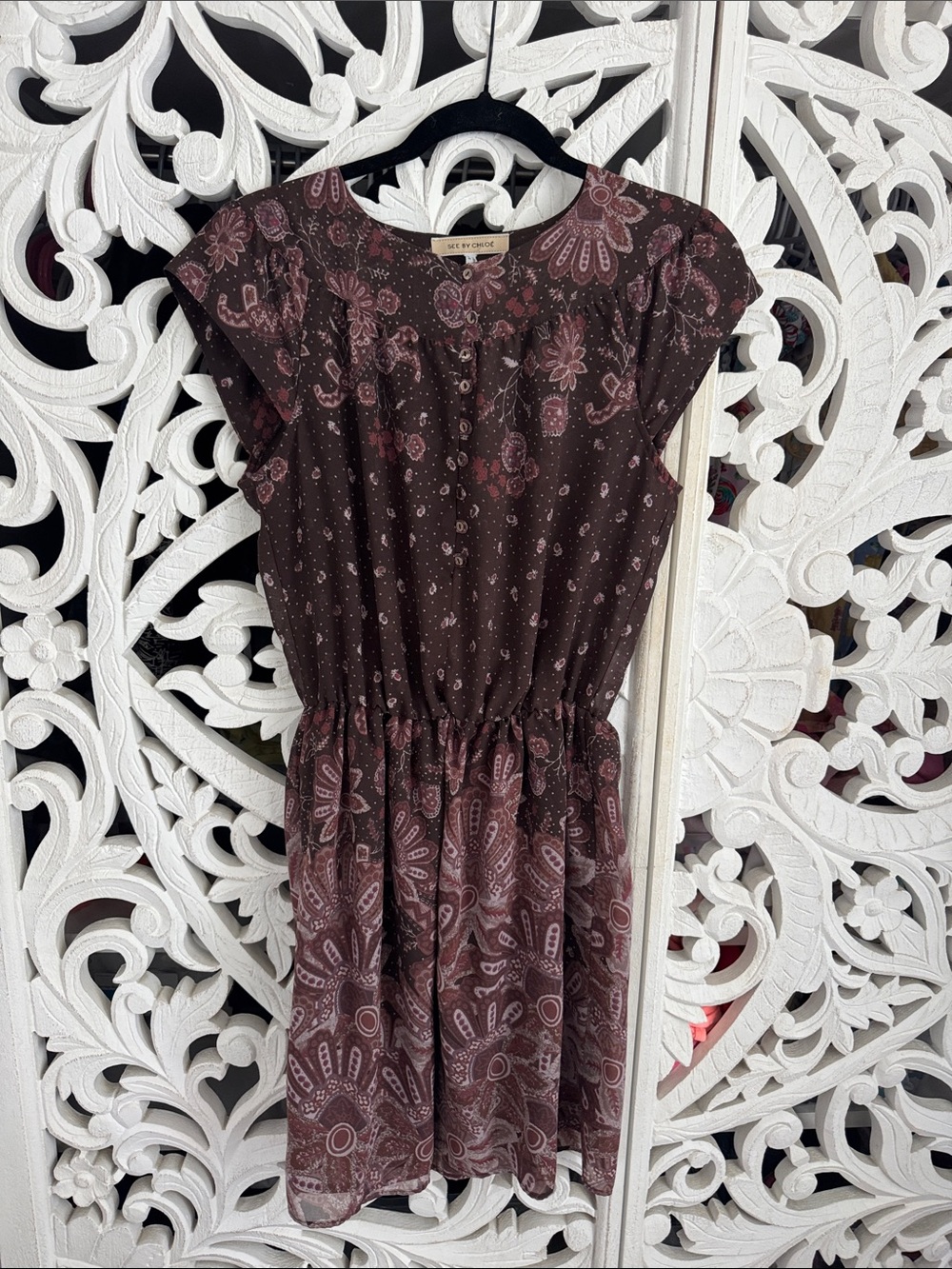 See by Chloé Chiffon Paisley Print Mini Dress Size 6